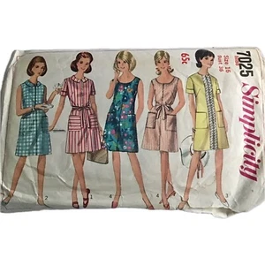 Vintage 60s, Simplicity 7025 *One-Piece Dress* Size 16, B 36” Pattern-Complete - Picture 1 of 6