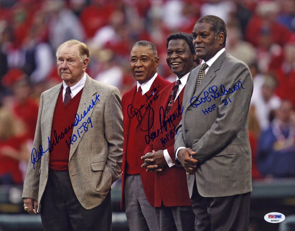 Ozzie Smith Red Schoendienst Lou Brock SIGNED 11x14 Photo HOF Cardinals PSA/DNA - Image 1 of 1