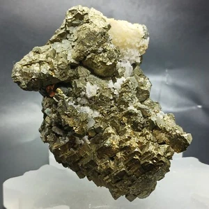 Cristal de pirita cúbica grande crudo con cuarzo dorado brillante pirita espécimen Aaa - Imagen 1 de 10