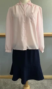 Vintage 70s Long Sleeve Crochet Button Down M Made In USA Secretary Semi Sheer - Picture 1 of 10