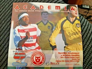 Hamilton Academical v Berwick Rangers. 25th October 2003. Scottish League Two - Picture 1 of 1