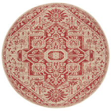 SAFAVIEH Beach House Collection 4' Round Red/Cream BHS138Q Oriental Medallion...