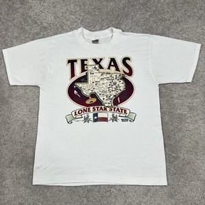 Vintage Texas T-Shirt Men Medium Lone Star State Fruit Of The Loom White Graphic - Picture 1 of 14