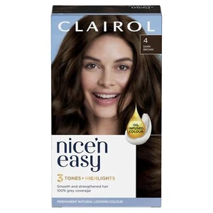 Clairol Nice'n Easy Crème Permanent Hair Dye 4 Dark Brown 230g - Picture 1 of 8