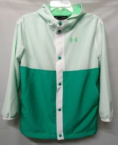 UNDER ARMOUR Girls YLG Phenom Coaches Jacket Green Typhoon Coldgear Storm - Picture 1 of 5