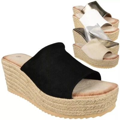 SHOE TRAP Mules Wedges Sandals Shoes Platform Womens Comfy Cushioned Summer Ladies Size