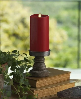 "Vela de pilar sin llama Luminara roja/borgoña 3"" x 6,5""" Foto 1 de 4