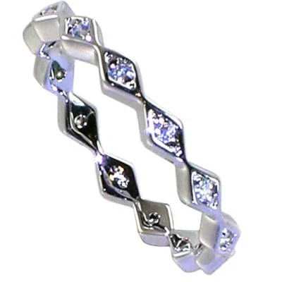 BRILLANTES ANILLOS DE BANDA GEOMÉTRICOS ETERNIDAD CIRCONITA CÚBICA_Talla-5_PLATA ESTERLINA 925 - NF Foto 1 de 4