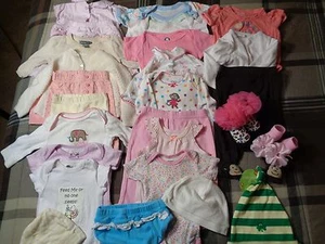 Lot of 26 pieces, girls 0-3 months clothing outfits - Picture 1 of 10