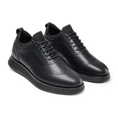 Men's Dress Sneakers Oxfords Casual Wingtip Brogue Breathable Shoes Black/Brown - Image 1 of 4