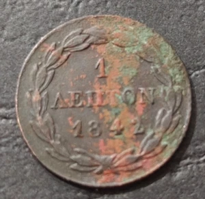 GRECIA 1 LEPTONE 1842 MONETE RARE Kihg OTTO - Foto 1 di 2