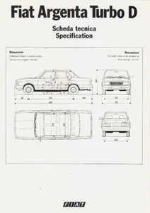 Fiat Argenta Turbo D Specification 1983-84 Foldout Brochure In Italian & English - Picture 1 of 1