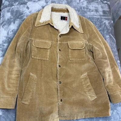VTG William Barry Sherpa-Lined Corduroy Ranch Jacket Coat Tan Beige 44 *READ - Image 1 of 4
