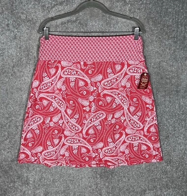 Юбка миди Faded Glory Flare женская размер LG красная с узором пейсли эластичная - Изображение 1 из 4
