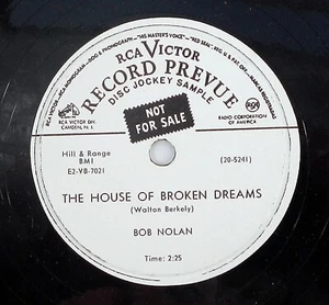 Bob Nolan Lie To Myself The House Of Broken Dreams RCA Victor 10" 78 RPM 1954 - Foto 1 di 5