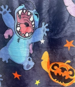 Disney Lilo & Stitch Halloween Blue Plush Throw Blanket 50”x70” Pumpkin heads 🎃 - Picture 1 of 9