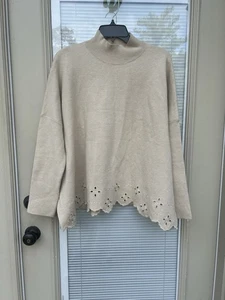 Women’s Entro Cozy Conversations Oatmeal Knit Sweater Size L - Bild 1 von 4