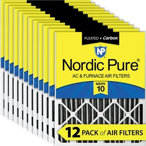 Nordic Pure 16x20x2 Pleated Air Filters MERV 10 Pleated Plus Carbon 12 Pack - Picture 1 of 7