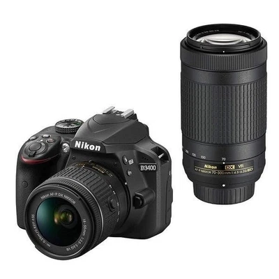 Nikon D3400 DSLR Camera Kit 24.2MP WiFi Used 1-Year Warranty Black - Image 1 of 4