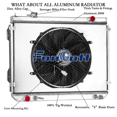 3 Row Radiator+Shroud Fan For 1995-2004 Toyota Tacoma 2.4L 2.7L L4 3.4L V6 2003 - Image 1 of 4