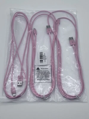 3-Pack 6ft USB Data Cable For i Phone 8 7 6 Plus Charger Charging Cord Sync Pink - Image 1 of 4