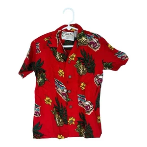 Thumbs Up For Boys Red Surf Wagon Hawaiian Shirt Size Large Toddler 5T Rayon - Picture 1 of 5