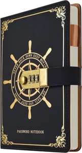 ARRLSDB PU Leather Journal with Lock, A5 Size Diary Combination Black - Picture 1 of 7