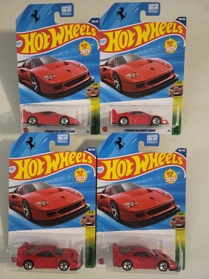 Hot Wheels Ferrari F40 Competizione Exotics 4/5 Mainline 198/250 Red~Lot of 4 - Image 1 of 4