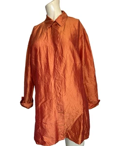 Chico's Silk Blouse Tunic size 3 US XL 16 Iridescent Coral Orange - Picture 1 of 14