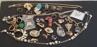 Gran Lote de Joyas De Colección para Reparar Artesanía o Usar Como Están Estrás Ojo de Tigre Foto 1 de 4