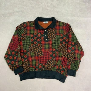 Vintage Knitted Jumper Abstract Flower Patterned Knit Sweater Women's L (16-18) - Picture 1 of 5