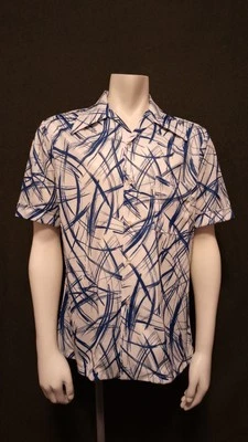 NOS NWT 1970s Don Loper California Abstract Disco Button Up Shirt Dagger Collars - Image 1 of 4