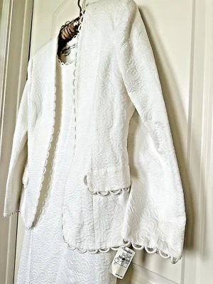 NUEVO CON ETIQUETAS Anne Crimmins UMI Vintage 2 Piezas Vestido y Chaqueta Traje Blanco Talla 12 Foto 1 de 4