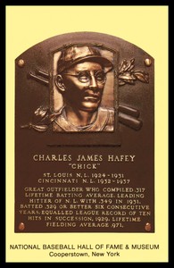 Cooperstown Hall of Fame Postcard Chick Hafey HOF Mint
