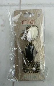 Mia Inspirations 3 Ring Set Bronze Cooper White Black Crystal Bead Chain Six 7 - Picture 1 of 2