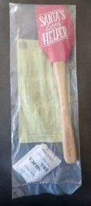 Pampered Chef #1288 Santa's Little Helper Red Silicone Scraper Christmas Bamboo - Picture 1 of 3