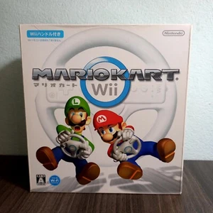 Mario Kart Nintendo Wii Game & Steering Wheel White Racing Japanese - Bundle Box - Picture 1 of 12
