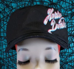 HARLEY DAVIDSON DAMEN SCHWARZ KADETTENMÜTZE KAPPE SCHNÜRUNG HINTEN ONE SIZE BLING - Bild 1 von 10