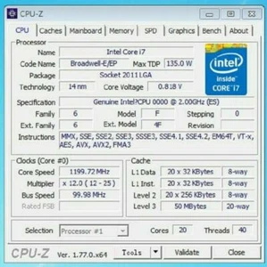 Intel Xeon e5-2698 v4 ES qhuz 2.0ghz 20 Core 50mb LGA 2011-3 CPU processor - Picture 1 of 3