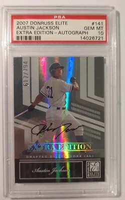 2007 Donruss Austin Jackson #141 #/794 PSA 10 Auto Elite Extra  - Image 1 of 3