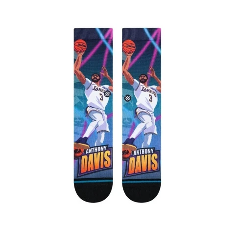 STANCE ANTHONY DAVIS LOS ANGELES LAKERS  SOCKS M 6-8.5 FAST BREAK CREW $20 NWT Cover