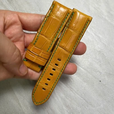 Correa de reloj de cuero genuino amarillo de 24 mm/22 mm Foto 1 de 4
