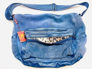 Zoeva Blessed Limited Edition XL Tote Bag Umhängetasche Blau Wildleder & Leopardenmuster Neu mit Etikett - Bild 1 von 9