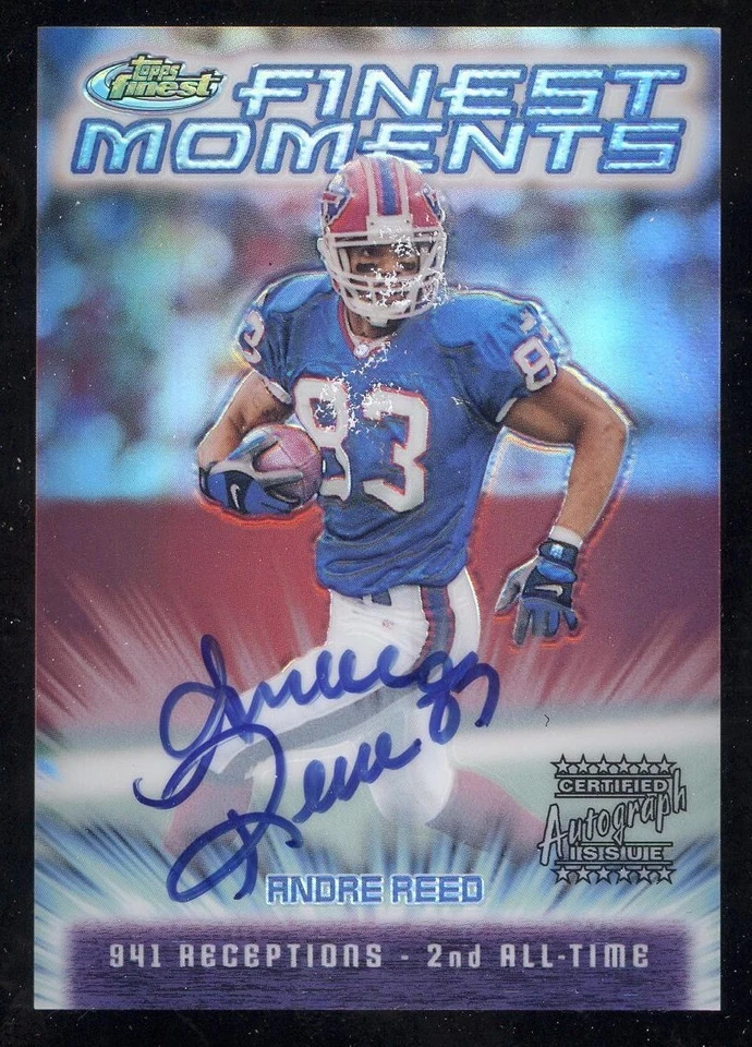 FM15 ANDRE REED REFRACTORS AUTOGRAPHS 2000 TOPPS FINEST MOMENTS BILLS FOOTBALL - Image 1 of 2