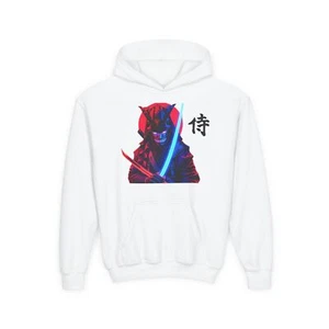Samurai Inspired Youth Hoodie, Cool Graphic Sweatshirt for Kids, Stylish Japan - Picture 1 of 3