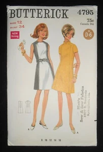 NEU Vintage 1960er Butterick A-LINIE TAILLIERT EINTEILER KLEID Muster 4795 12/34 - Bild 1 von 3