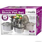5pc Shallow Stock Pot Sauce Stainless Steel Soup Boiling Deep Kitchen Cooking