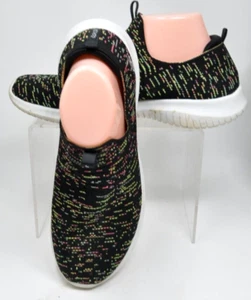 Womens Skechers 12837 Air Cooled Memory Foam Black Neon Sneakers Size 10 - Picture 1 of 9