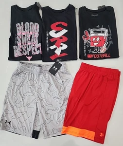Under Armour Tee Shorts Mix Boys Project Rock Summer Clothing Lot Youth Large - Picture 1 of 7
