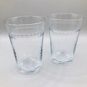 Pottery Barn Hand Cut Star Pattern Glass Tumbler-set of 2—9.8oz. - Picture 1 of 4